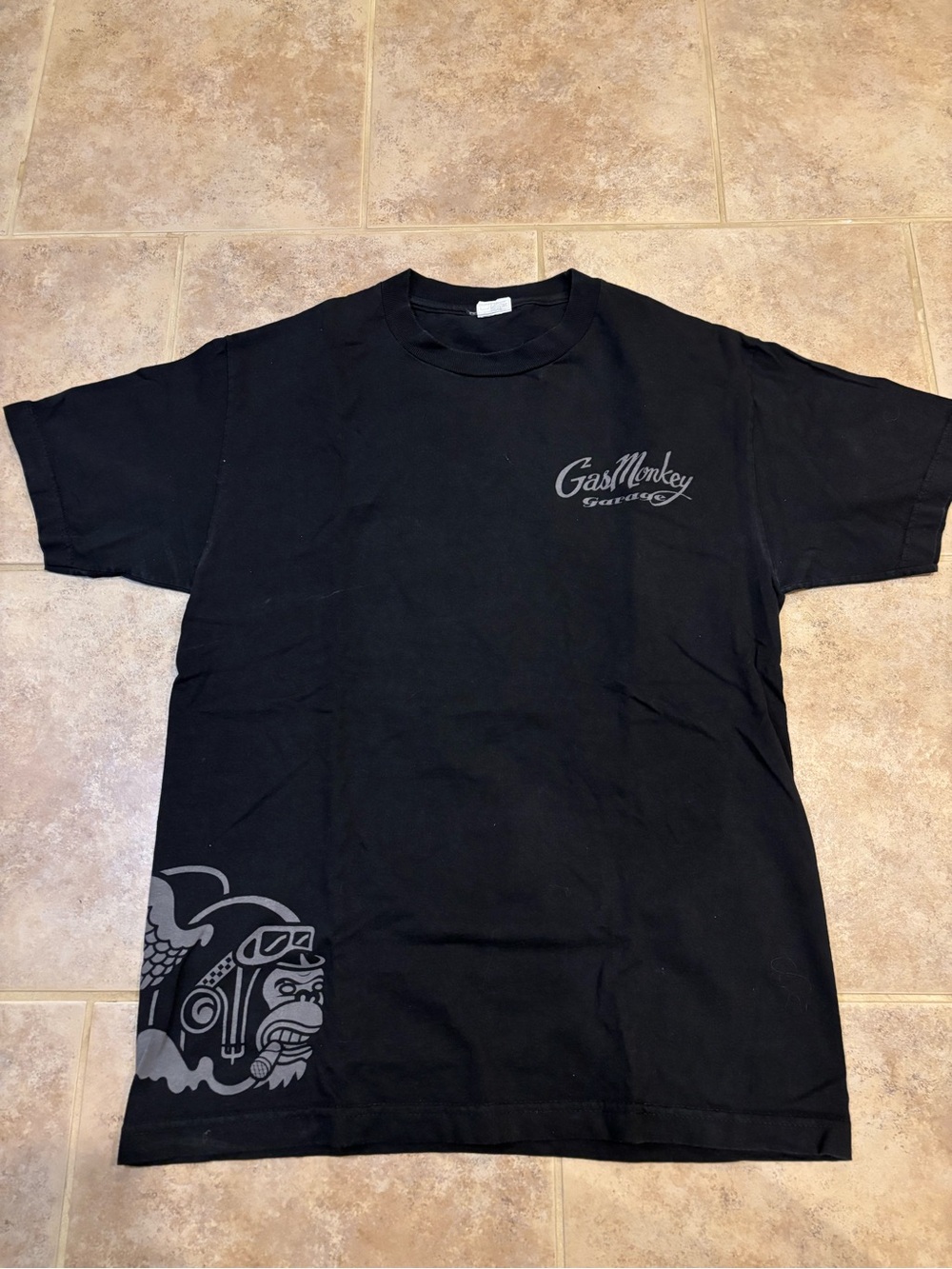 Gas Monkey Garage Men's Black Short Sleeve Side Flying Monkey Tee Medium